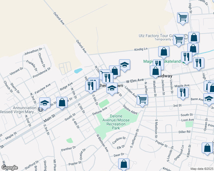map of restaurants, bars, coffee shops, grocery stores, and more near in McSherrystown