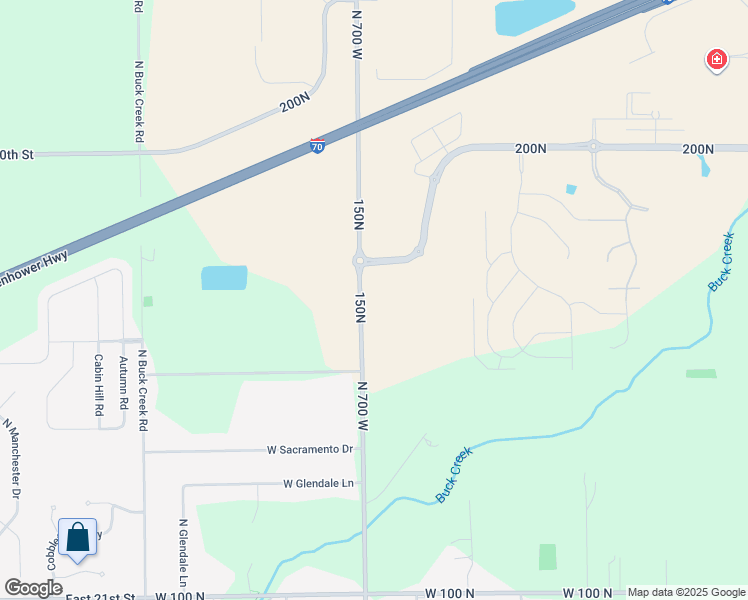 map of restaurants, bars, coffee shops, grocery stores, and more near 1659 North 700 West in Greenfield