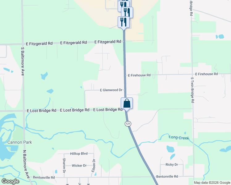 map of restaurants, bars, coffee shops, grocery stores, and more near 4201-4951 East Glenwood Drive in Decatur