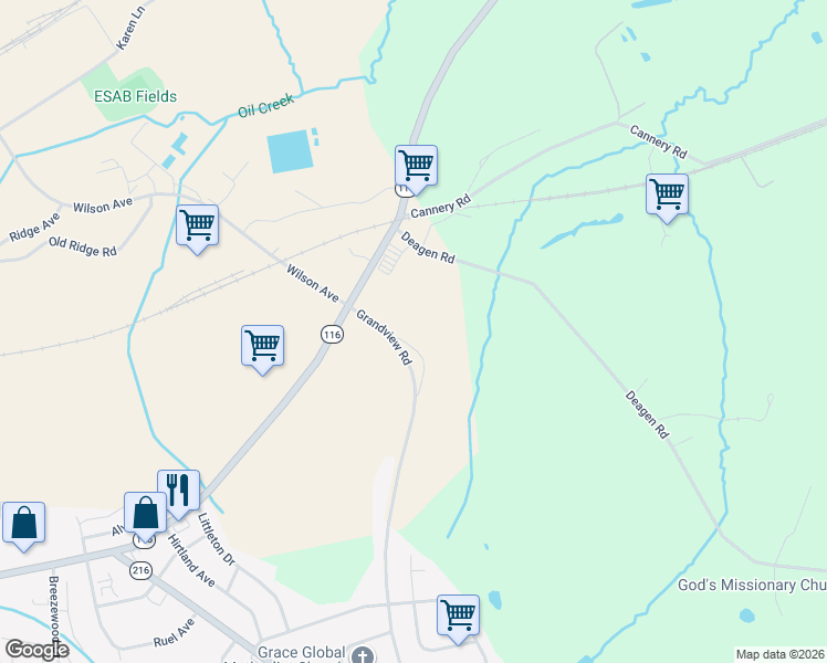 map of restaurants, bars, coffee shops, grocery stores, and more near 1068 Grandview Rd in Hanover