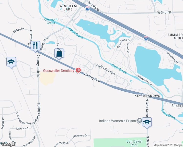 map of restaurants, bars, coffee shops, grocery stores, and more near 2910 Horse Hill West Drive in Indianapolis
