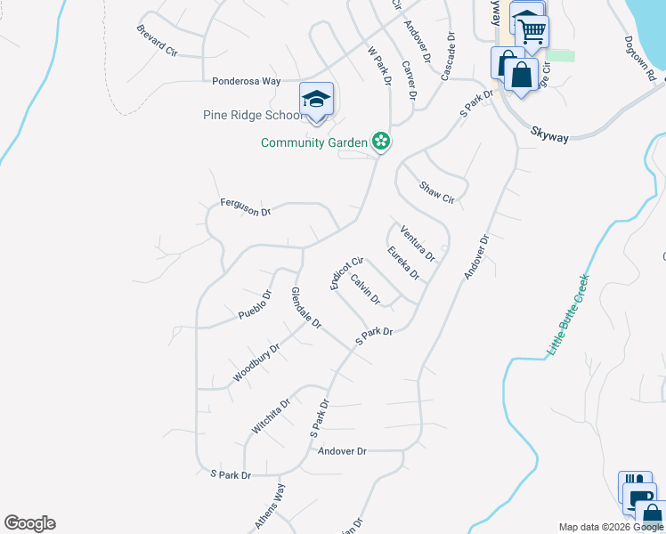 map of restaurants, bars, coffee shops, grocery stores, and more near 13703 Endicot Circle in Magalia