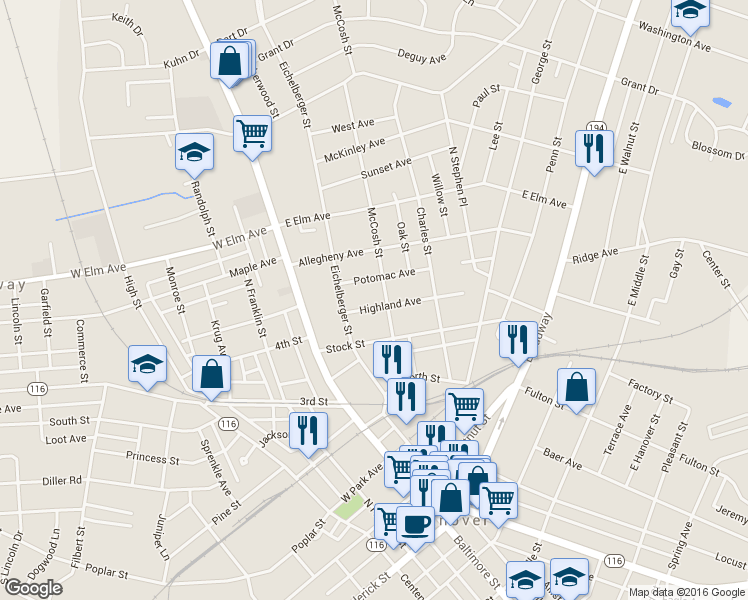 map of restaurants, bars, coffee shops, grocery stores, and more near 20 Highland Avenue in Hanover