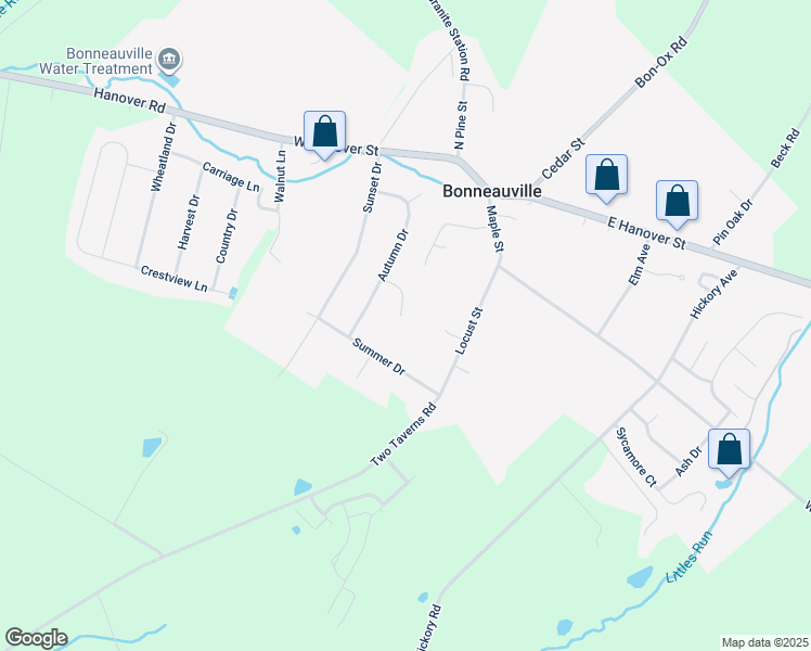 map of restaurants, bars, coffee shops, grocery stores, and more near 13 Winter Drive in Gettysburg