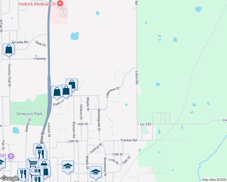 map of restaurants, bars, coffee shops, grocery stores, and more near 1941 Lakeview Drive in Chillicothe