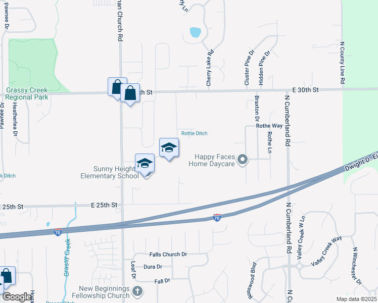 map of restaurants, bars, coffee shops, grocery stores, and more near 2745 Curry Road in Indianapolis