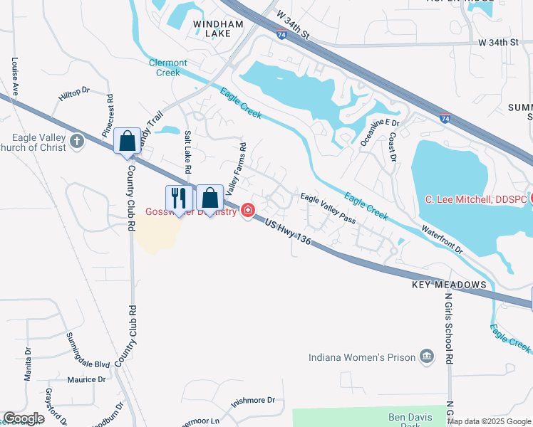 map of restaurants, bars, coffee shops, grocery stores, and more near 7859 Hunters Path in Indianapolis