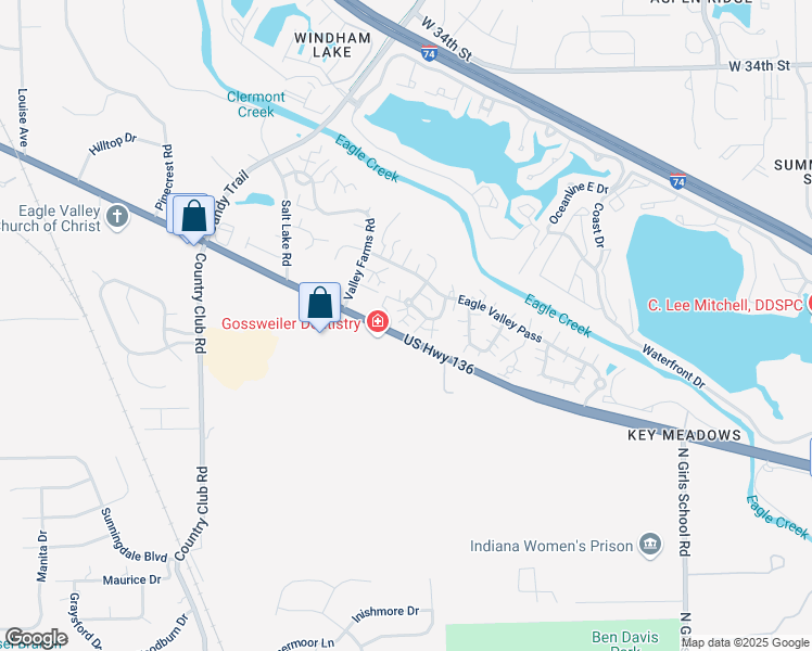 map of restaurants, bars, coffee shops, grocery stores, and more near 7859 Hunters Path in Indianapolis