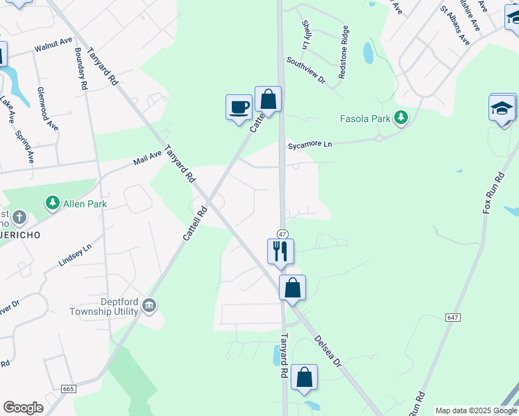 map of restaurants, bars, coffee shops, grocery stores, and more near 14 Violet Court in Deptford