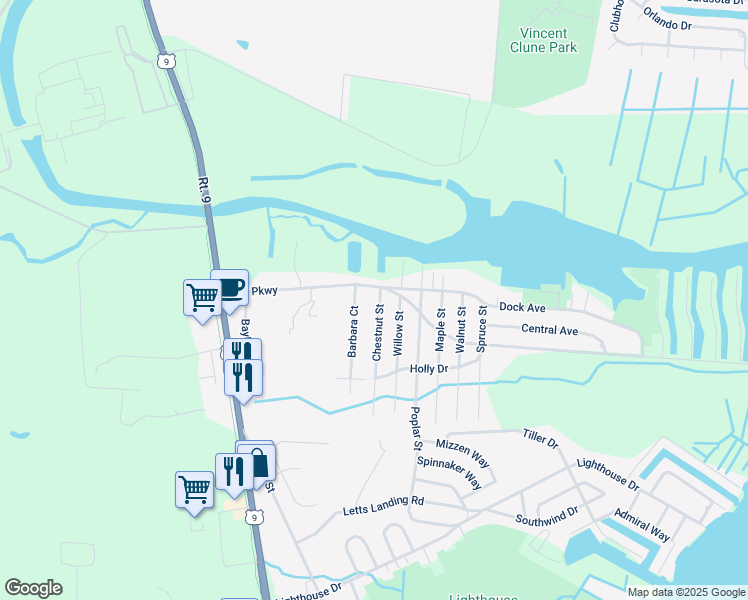 map of restaurants, bars, coffee shops, grocery stores, and more near 14 Chestnut Street in Ocean Township