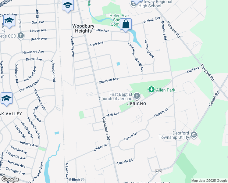 map of restaurants, bars, coffee shops, grocery stores, and more near 760 Woodland Avenue in Woodbury Heights