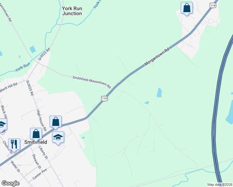 map of restaurants, bars, coffee shops, grocery stores, and more near 263 Goodwin Road in Smithfield