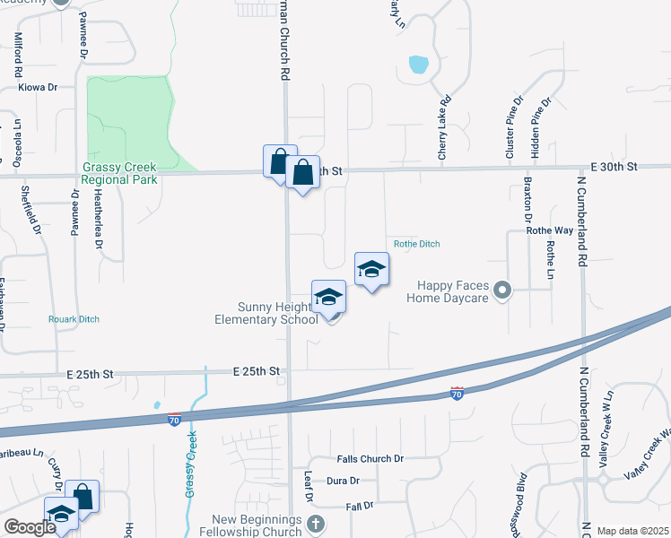 map of restaurants, bars, coffee shops, grocery stores, and more near 2708 Pointe Club Road in Indianapolis