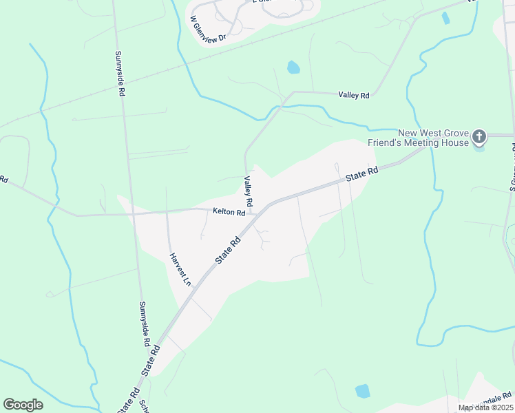 map of restaurants, bars, coffee shops, grocery stores, and more near 495 Valley Road in West Grove