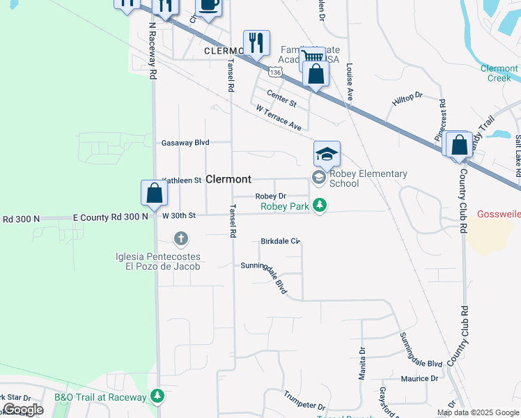 map of restaurants, bars, coffee shops, grocery stores, and more near 8924 W 30th St in Indianapolis
