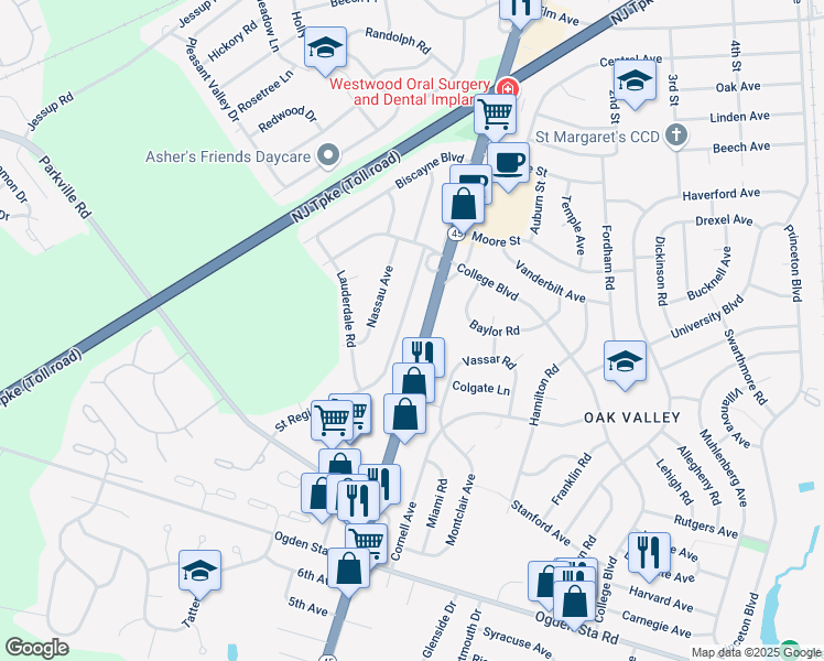 map of restaurants, bars, coffee shops, grocery stores, and more near 24 Saint Regis Drive in Woodbury