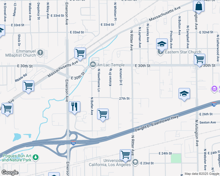 map of restaurants, bars, coffee shops, grocery stores, and more near 2820 Kristen Drive West in Indianapolis