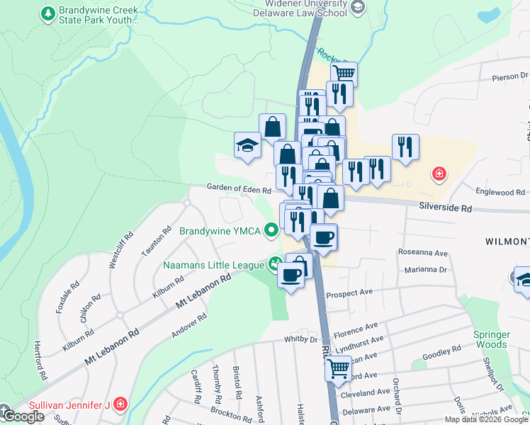 map of restaurants, bars, coffee shops, grocery stores, and more near 1320 Coulee Way in Wilmington