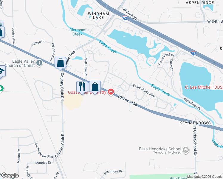 map of restaurants, bars, coffee shops, grocery stores, and more near 7937 Hunters Path in Indianapolis