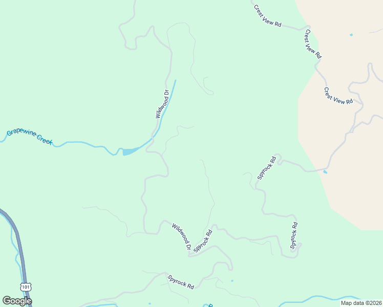 map of restaurants, bars, coffee shops, grocery stores, and more near 54021 Wildwood Drive in Laytonville