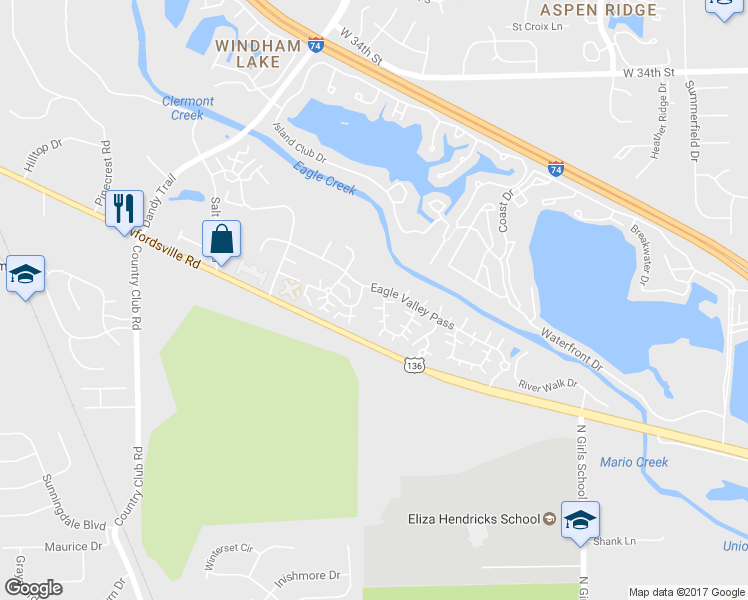 map of restaurants, bars, coffee shops, grocery stores, and more near 3014 Horse Hill West Drive in Indianapolis