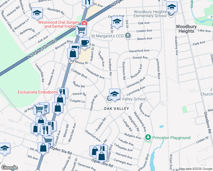 map of restaurants, bars, coffee shops, grocery stores, and more near 475 Hamilton Road in Wenonah