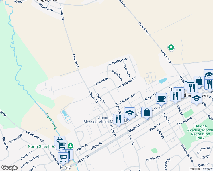 map of restaurants, bars, coffee shops, grocery stores, and more near 420 North 3rd Street in McSherrystown