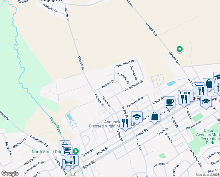 map of restaurants, bars, coffee shops, grocery stores, and more near 426 North 3rd Street in McSherrystown