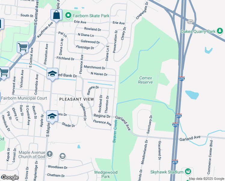 map of restaurants, bars, coffee shops, grocery stores, and more near 254 Marchmont Drive in Fairborn