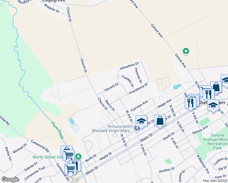 map of restaurants, bars, coffee shops, grocery stores, and more near 426 North 3rd Street in McSherrystown