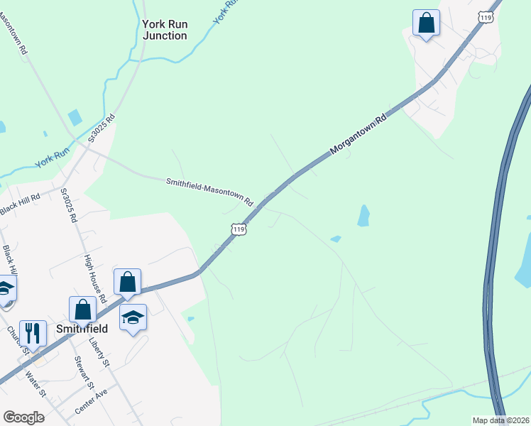 map of restaurants, bars, coffee shops, grocery stores, and more near 263 Goodwin Road in Smithfield