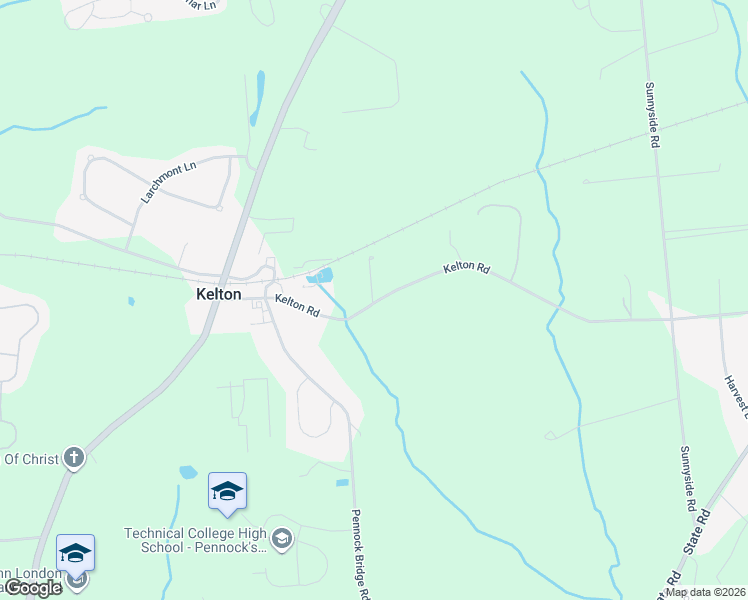 map of restaurants, bars, coffee shops, grocery stores, and more near 250 Kelton Road in West Grove