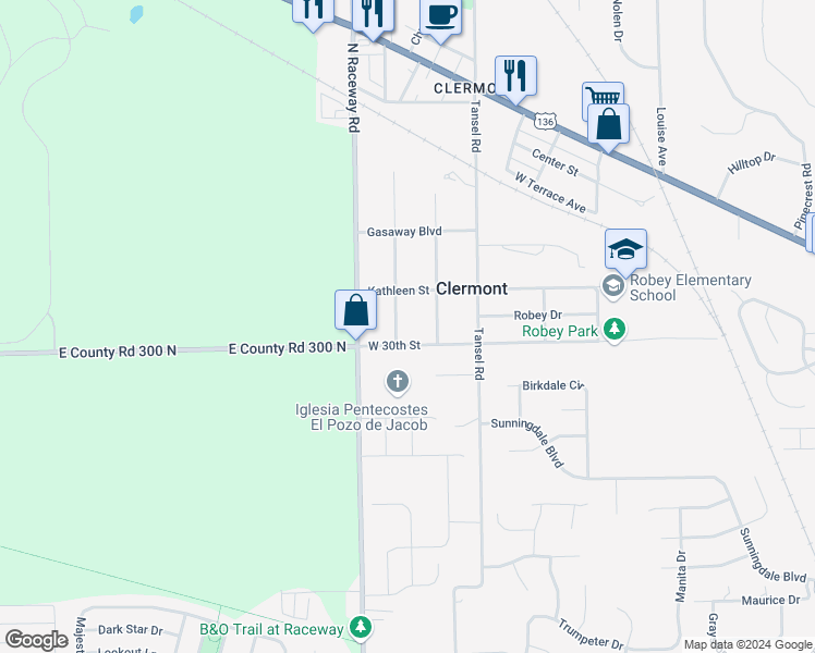map of restaurants, bars, coffee shops, grocery stores, and more near 3025 Mabel Street in Indianapolis