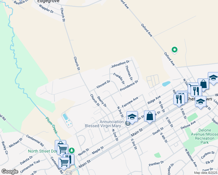 map of restaurants, bars, coffee shops, grocery stores, and more near 420 North 3rd Street in McSherrystown