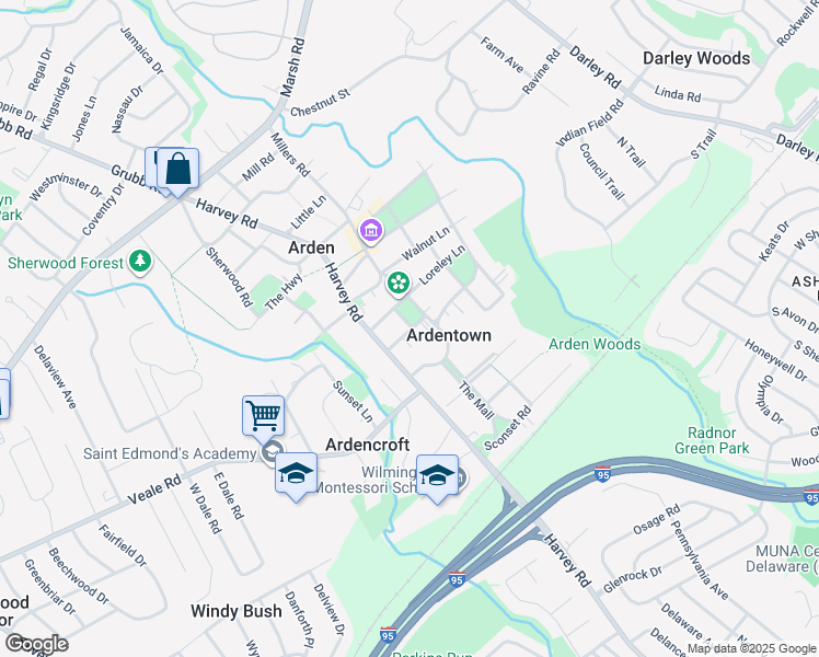 map of restaurants, bars, coffee shops, grocery stores, and more near 2205 Via Italia in Wilmington