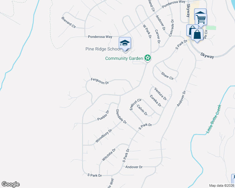 map of restaurants, bars, coffee shops, grocery stores, and more near 13756 Heller Court in Magalia