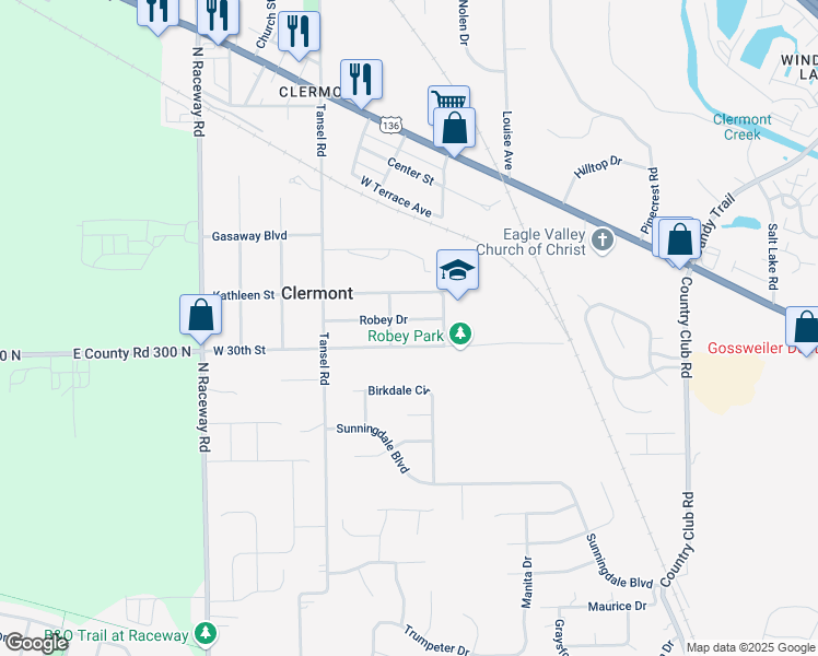 map of restaurants, bars, coffee shops, grocery stores, and more near 8845 Robey Drive in Indianapolis