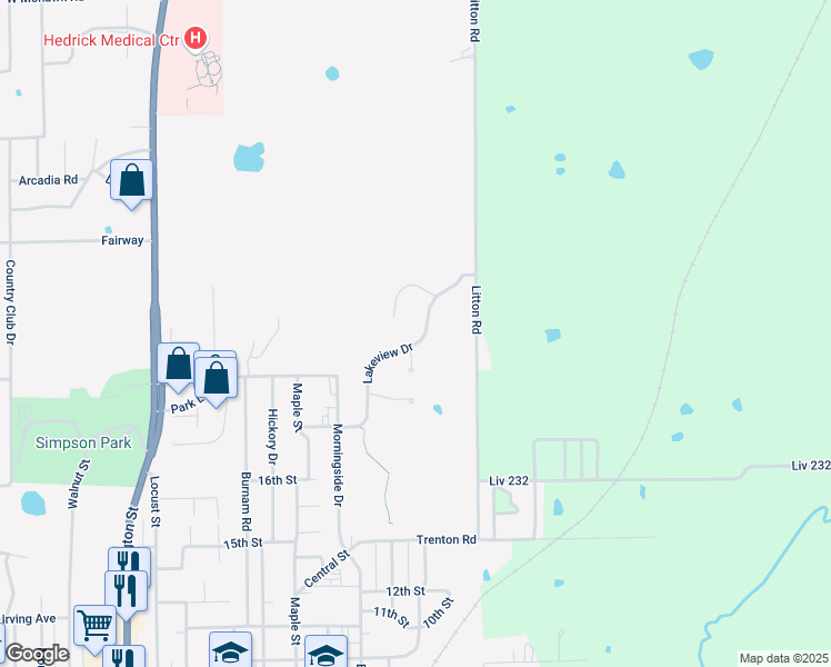map of restaurants, bars, coffee shops, grocery stores, and more near 2010 Lakeview Drive in Chillicothe