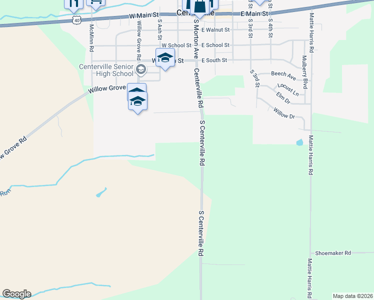 map of restaurants, bars, coffee shops, grocery stores, and more near 1664 South Centerville Road in Centerville