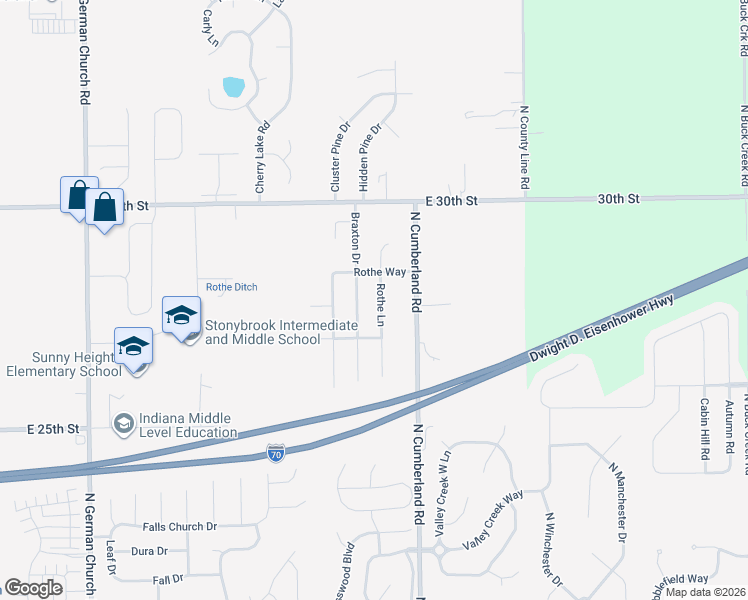 map of restaurants, bars, coffee shops, grocery stores, and more near 2741 Rothe Lane in Indianapolis