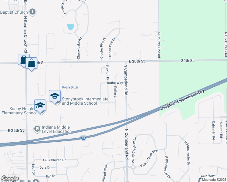 map of restaurants, bars, coffee shops, grocery stores, and more near 2741 Rothe Lane in Indianapolis