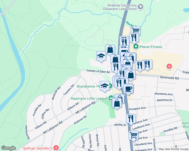 map of restaurants, bars, coffee shops, grocery stores, and more near 1369 Coulee Way in Wilmington