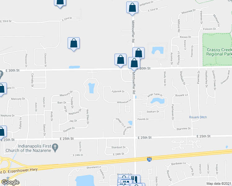 map of restaurants, bars, coffee shops, grocery stores, and more near 2800 Mitthoeffer Place in Indianapolis