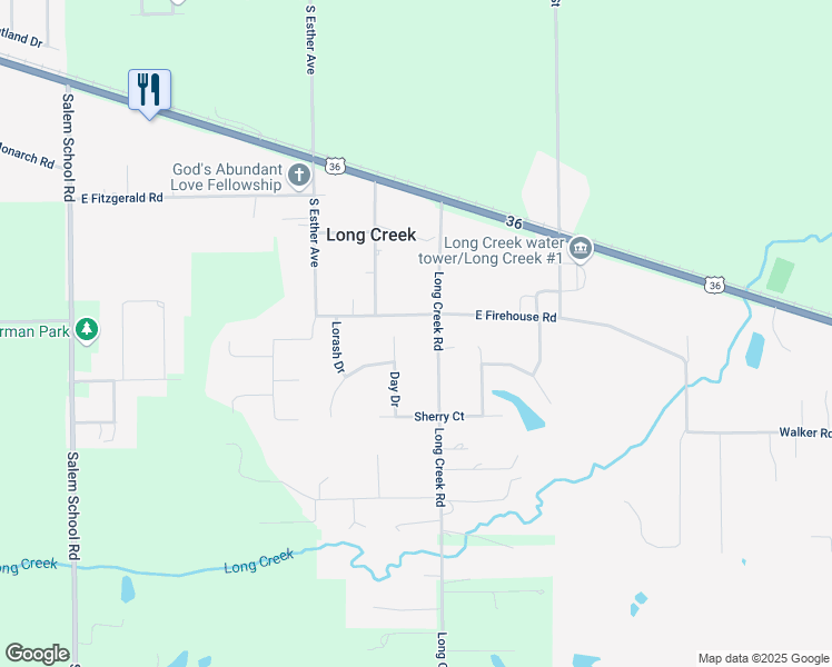 map of restaurants, bars, coffee shops, grocery stores, and more near 2559 Long Creek Road in Long Creek