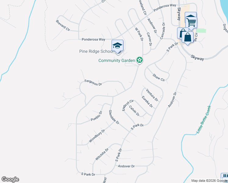 map of restaurants, bars, coffee shops, grocery stores, and more near 13756 Heller Court in Magalia