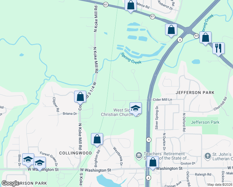 map of restaurants, bars, coffee shops, grocery stores, and more near 2925 Cider Mill Ln in Springfield