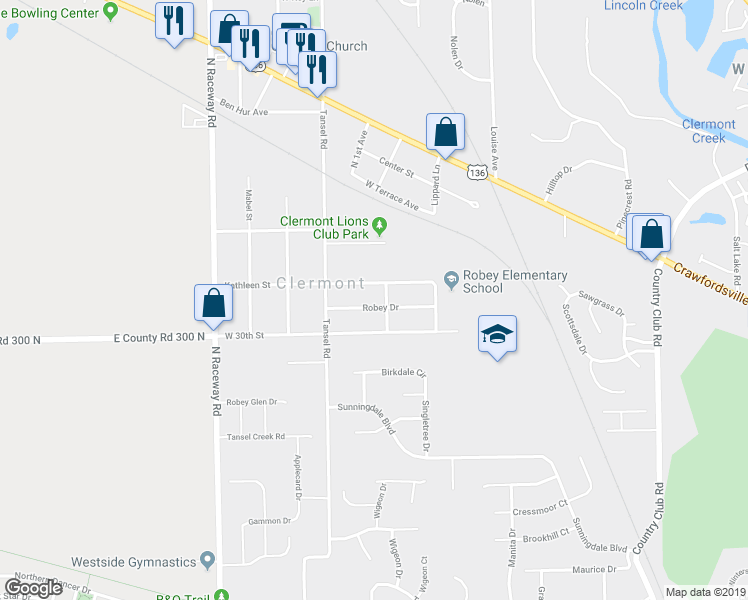 map of restaurants, bars, coffee shops, grocery stores, and more near 8924 West 30th Street in Indianapolis