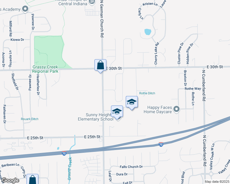 map of restaurants, bars, coffee shops, grocery stores, and more near 2829 Pointe Bay Road in Indianapolis