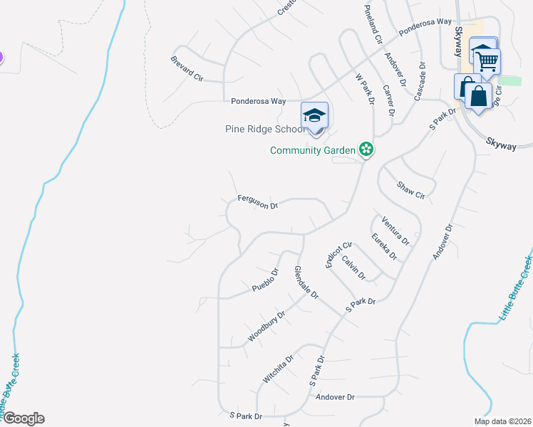 map of restaurants, bars, coffee shops, grocery stores, and more near 13780 Ferguson Drive in Magalia