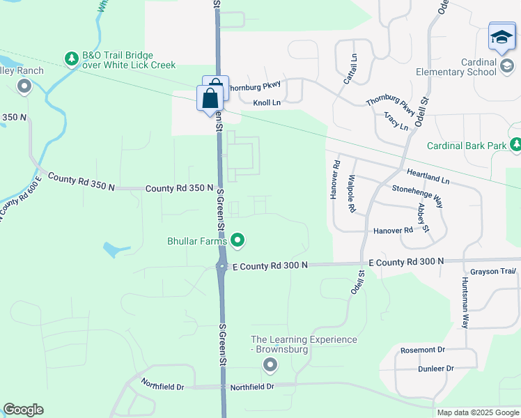 map of restaurants, bars, coffee shops, grocery stores, and more near 7130 LaCabreah Drive in Brownsburg